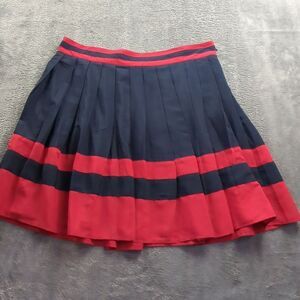Tommy Hilfiger Red Blue Pleated Skirt Lined‎ Sz 14 Retro Vibe